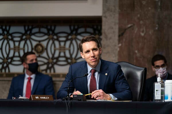 Senator Josh Hawley, Republican of Missouri, brought in more than $3 million in campaign donations in the three months after the Capitol attack on Jan. 6.