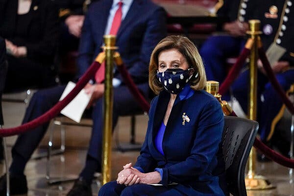 Speaker Nancy Pelosi at the ceremony honoring slain U.S. Capitol Police officer William “Billy” Evans at the Capitol on Tuesday.